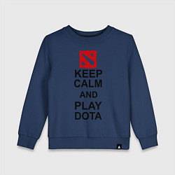 Свитшот хлопковый детский Keep Calm & Play Dota, цвет: тёмно-синий