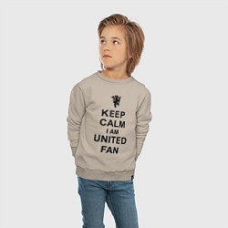 Свитшот хлопковый детский Keep Calm & United fan, цвет: миндальный — фото 2