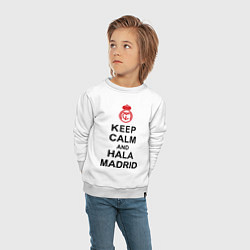 Свитшот хлопковый детский Keep Calm & Hala Madrid, цвет: белый — фото 2