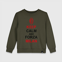 Свитшот хлопковый детский Keep Calm & Forza Milan, цвет: хаки