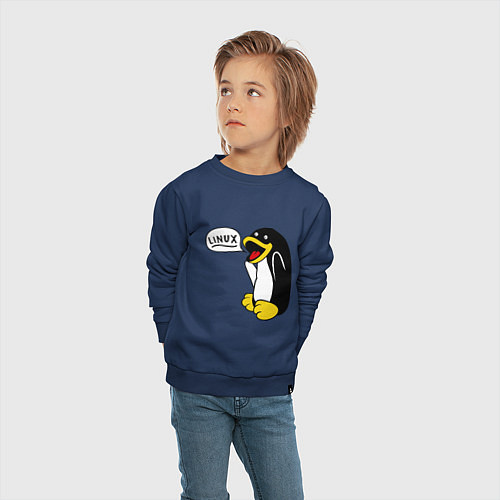 Детский свитшот Пингвин: Linux / Тёмно-синий – фото 4