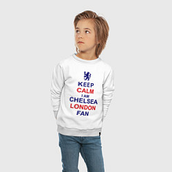 Свитшот хлопковый детский Keep Calm & Chelsea London fan, цвет: белый — фото 2