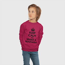 Свитшот хлопковый детский Keep Calm & Make A Pentakill, цвет: маджента — фото 2