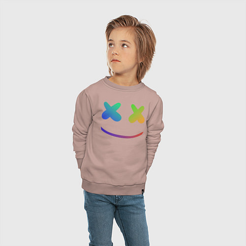Детский свитшот Marshmello: Rainbow Face / Пыльно-розовый – фото 4