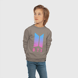Свитшот хлопковый детский BTS: Neon V, цвет: утренний латте — фото 2