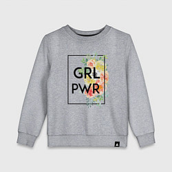 Свитшот хлопковый детский GRL PWR, цвет: меланж