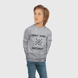 Свитшот хлопковый детский NY Detroit, цвет: меланж — фото 2