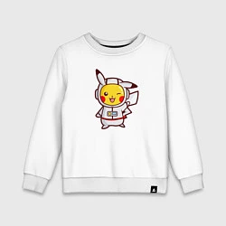 Свитшот хлопковый детский Pikachu Astronaut, цвет: белый
