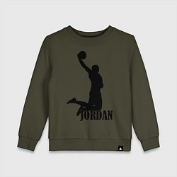 Свитшот хлопковый детский Jordan Basketball, цвет: хаки