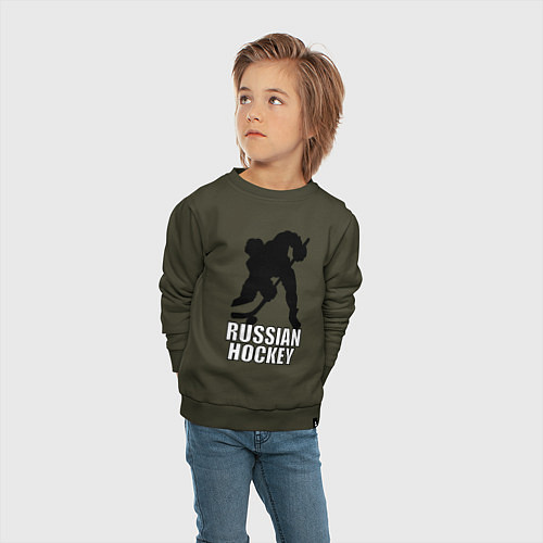 Детский свитшот Russian Black Hockey / Хаки – фото 4