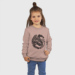 Свитшот хлопковый детский Кельтский дракон цвета пыльно-розовый — фото 2