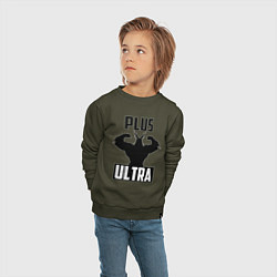 Свитшот хлопковый детский PLUS ULTRA черный, цвет: хаки — фото 2