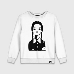 Свитшот хлопковый детский Wednesday Addams, цвет: белый