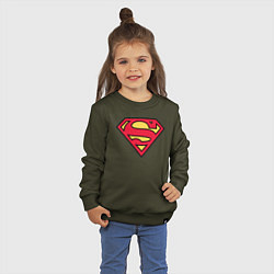 Свитшот хлопковый детский Superman logo, цвет: хаки — фото 2