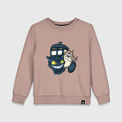 Свитшот хлопковый детский Tardis Totoro, цвет: пыльно-розовый
