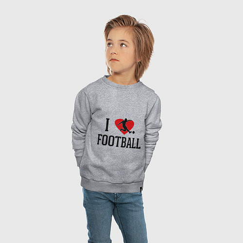 Детский свитшот I love football / Меланж – фото 4