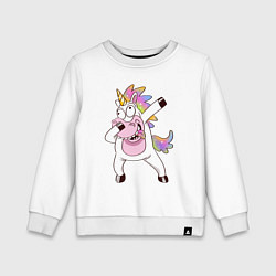 Свитшот хлопковый детский Dabbing Unicorn, цвет: белый