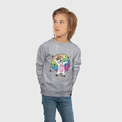 Свитшот хлопковый детский Dab Unicorn, цвет: меланж — фото 2