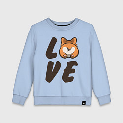 Свитшот хлопковый детский Love Corgi, цвет: мягкое небо