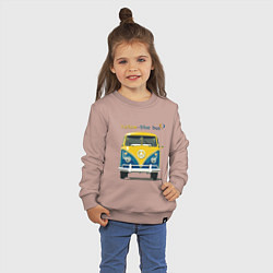 Свитшот хлопковый детский Я люблю вас Yellow-blue bus, цвет: пыльно-розовый — фото 2