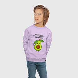 Свитшот хлопковый детский Имею право на авокадо!, цвет: лаванда — фото 2