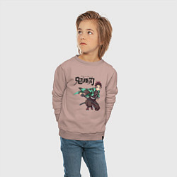 Свитшот хлопковый детский KIMETSU NO YAIBA, цвет: пыльно-розовый — фото 2