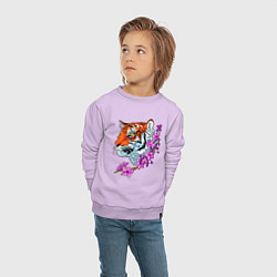 Свитшот хлопковый детский Тигр, цвет: лаванда — фото 2