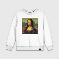 Свитшот хлопковый детский Mona Lisa pixels, цвет: белый