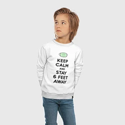 Свитшот хлопковый детский Keep Calm and Stay 6 Feet Away, цвет: белый — фото 2