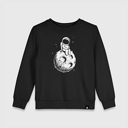 Свитшот хлопковый детский Космонавт на луне цвета черный — фото 1