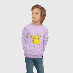 Свитшот хлопковый детский Pikachu, цвет: лаванда — фото 2