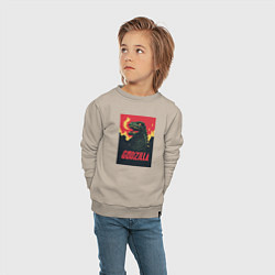Свитшот хлопковый детский Godzilla, цвет: миндальный — фото 2