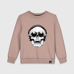 Свитшот хлопковый детский Skull Music lover, цвет: пыльно-розовый