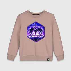 Свитшот хлопковый детский DnD, d20, Dragon, Дракон, ДнД, цвет: пыльно-розовый