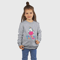 Свитшот хлопковый детский Единорог 2021, цвет: меланж — фото 2