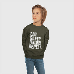 Свитшот хлопковый детский EAT SLEEP PENTAKILL REPEAT, цвет: хаки — фото 2