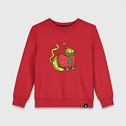Свитшот хлопковый детский Котик в свитере, цвет: красный