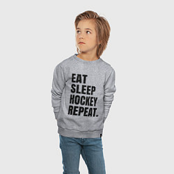 Свитшот хлопковый детский EAT SLEEP HOCKEY REPEAT, цвет: меланж — фото 2