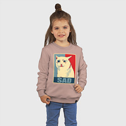 Свитшот хлопковый детский Sad Cat, цвет: пыльно-розовый — фото 2