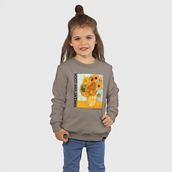 Свитшот хлопковый детский Подсолнухи Винсент Ван Гог, цвет: утренний латте — фото 2