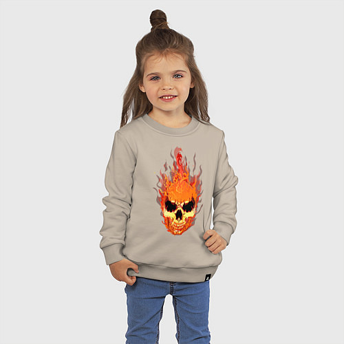 Детский свитшот Fire flame skull / Миндальный – фото 3