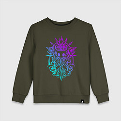 Свитшот хлопковый детский HOLLOW KNIGHT ХОЛЛОУ НАЙТ, цвет: хаки