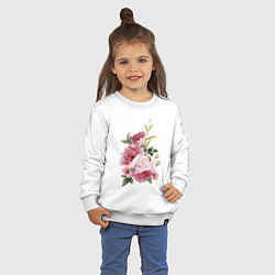 Свитшот хлопковый детский Акварельные розы, цвет: белый — фото 2