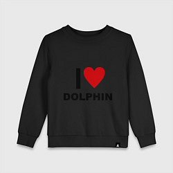 Свитшот хлопковый детский I love Dolphin, цвет: черный