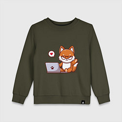 Детский свитшот Cute fox and laptop