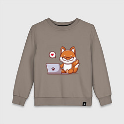 Детский свитшот Cute fox and laptop