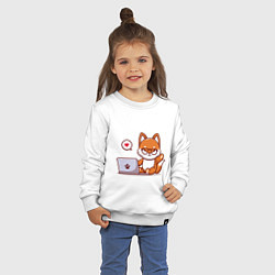 Свитшот хлопковый детский Cute fox and laptop, цвет: белый — фото 2