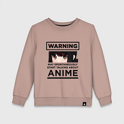 Свитшот хлопковый детский Warning ANIME, цвет: пыльно-розовый
