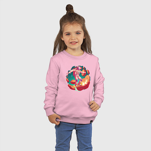 Детский свитшот Космический скейтер / Светло-розовый – фото 3