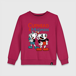 Свитшот хлопковый детский Cuphead & Mugman, цвет: маджента